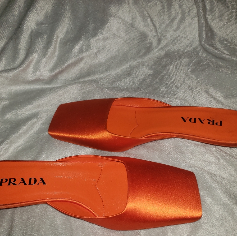 Prada squared toe Satin Mules
